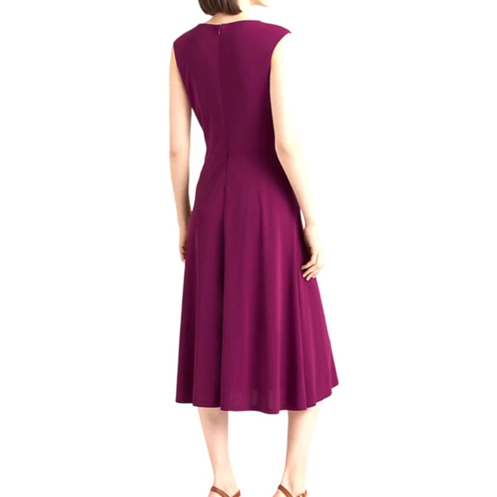 Lauren Ralph Lauren Twist Front Dress A-line Plum Caspia Purple Size 6 - Picture 3 of 13